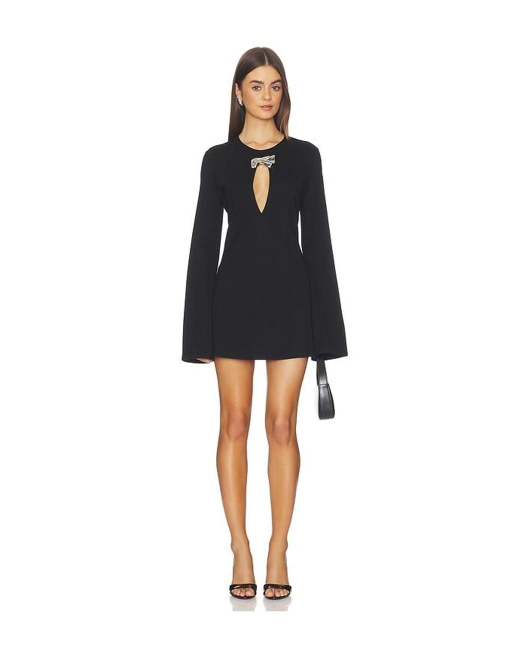 Kate Barton Black Long Sleeve Keyhole Mini Dress