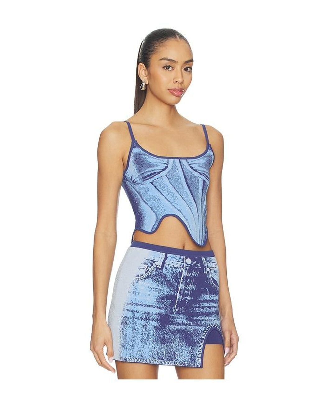 Ph5 Blue Mila Denim Print Tank Top