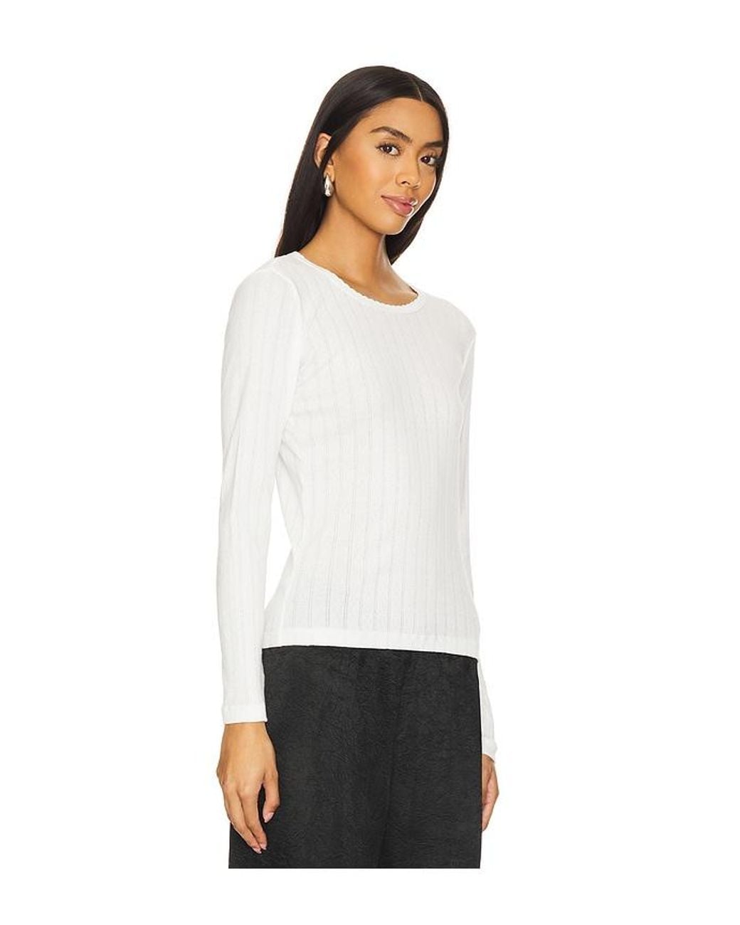 Leset White Pointelle Long Sleeve