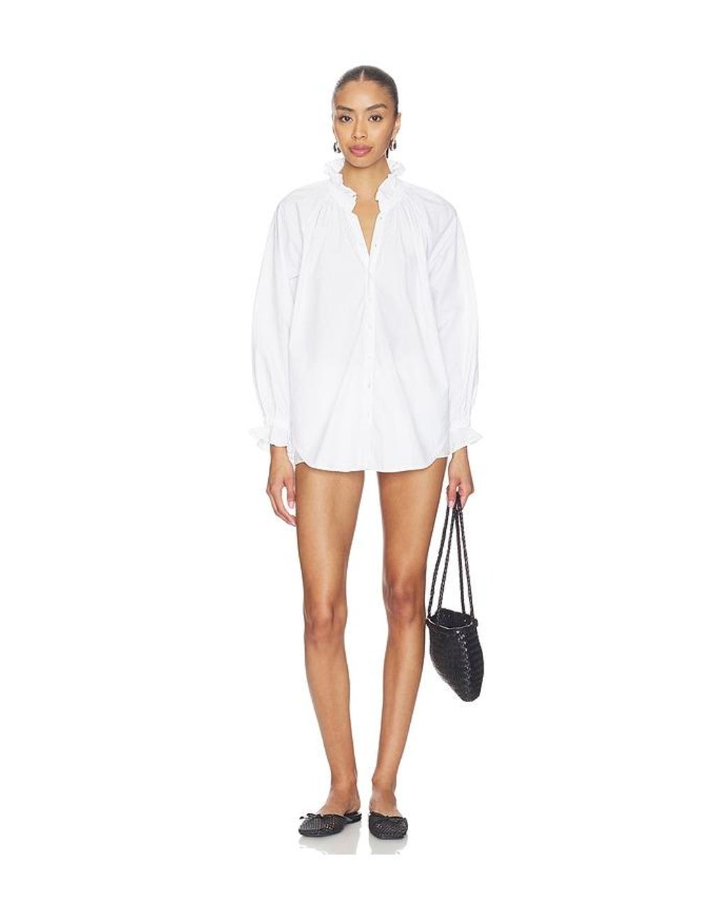 Citizens of Humanity White Loretta Ruffle Top