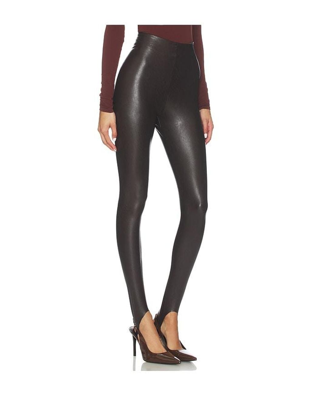 Commando Black Faux Leather Stirrup Legging