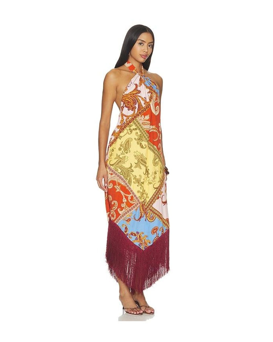 Hemant & Nandita Orange Tie Sash Long Dress