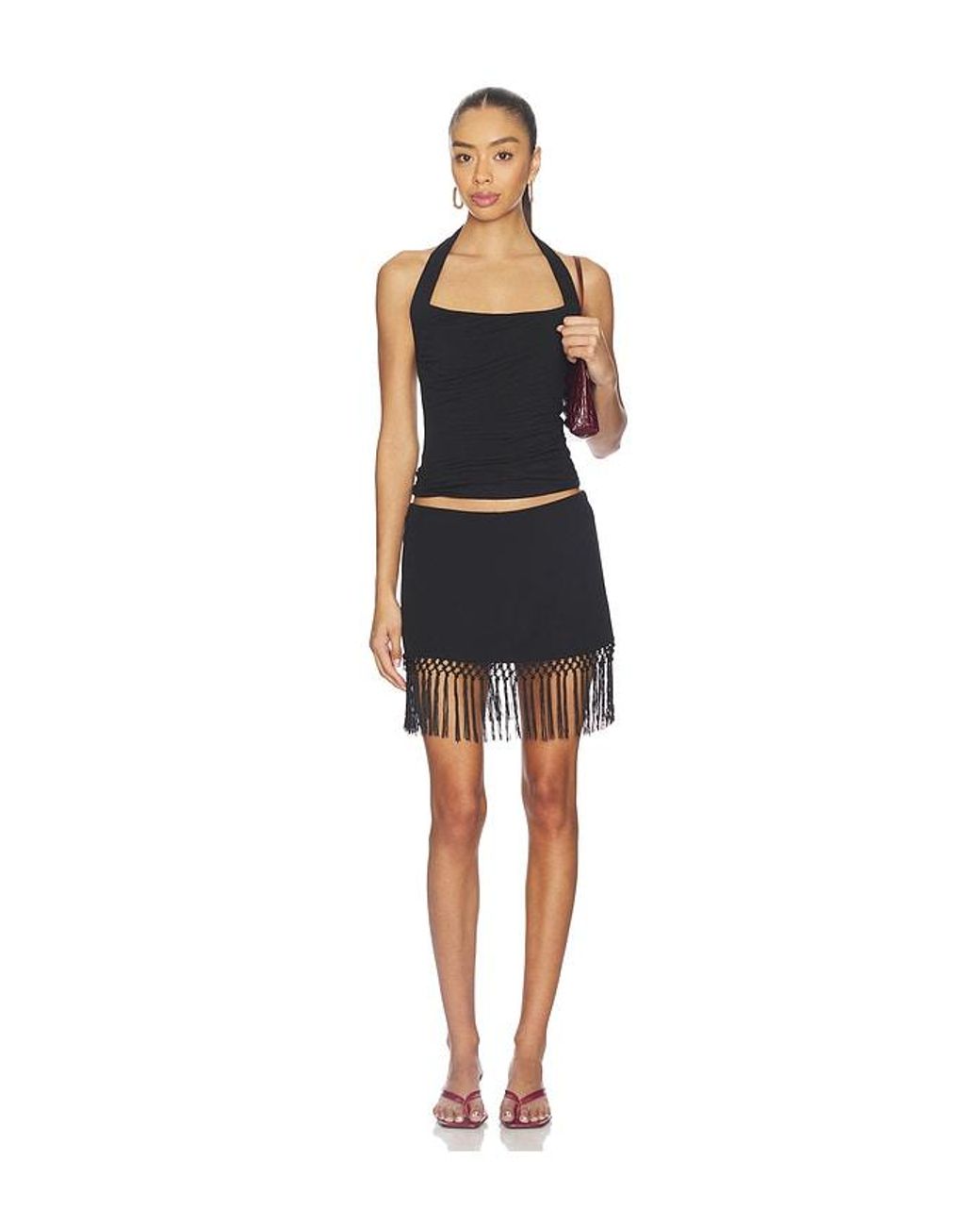 geel Black Aria Tassel Skirt