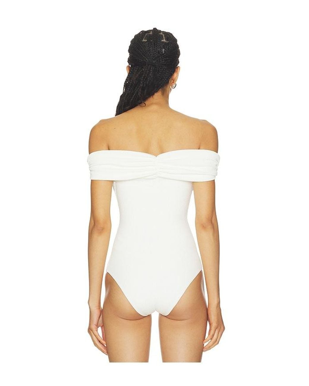 PATBO White Cora Knit Off Shoulder Bodysuit