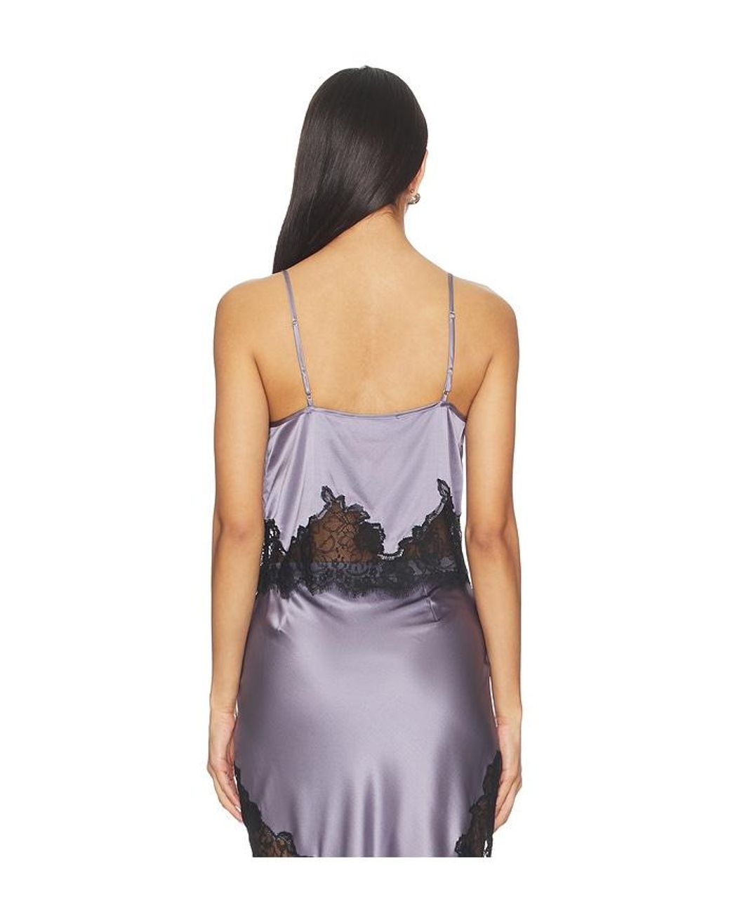 Fleur du Mal Purple Juliet Lace Silk Cami Top