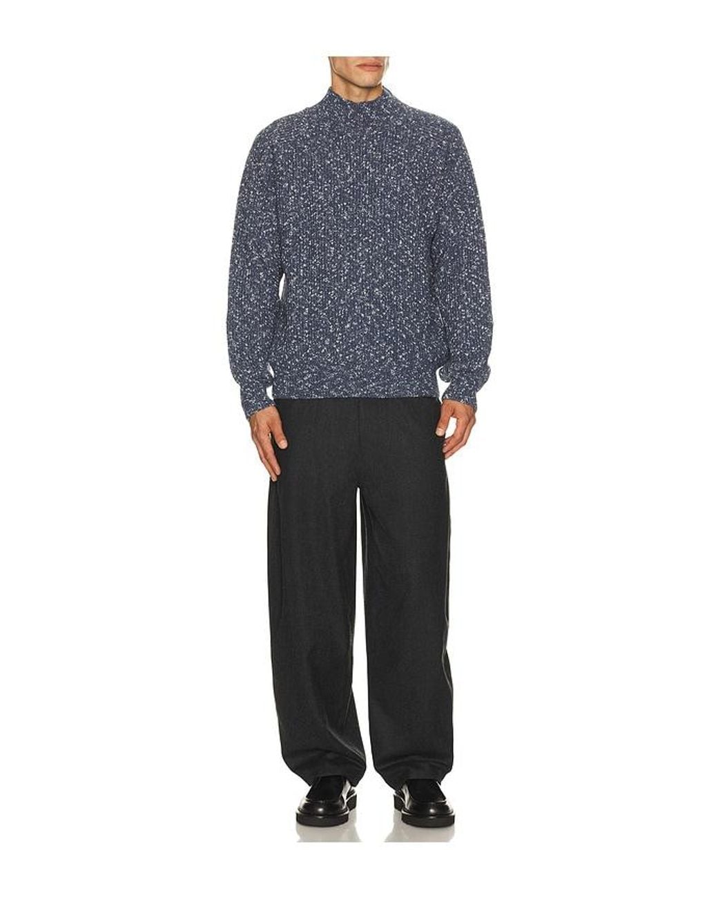 Far Afield Blue Bayer Ribbed Roll Neck Sweater for men