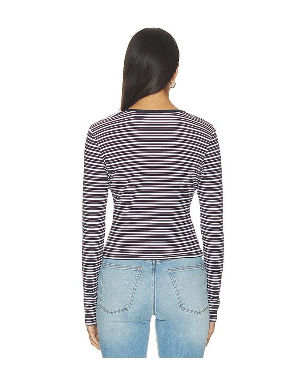 GOOD AMERICAN Blue The Rib V Neck Cardigan