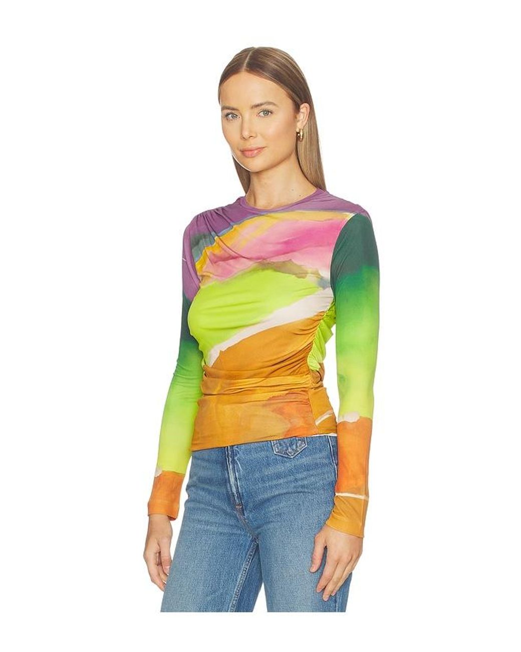 Ulla Johnson Blue Paradis Ruched Jersey Top