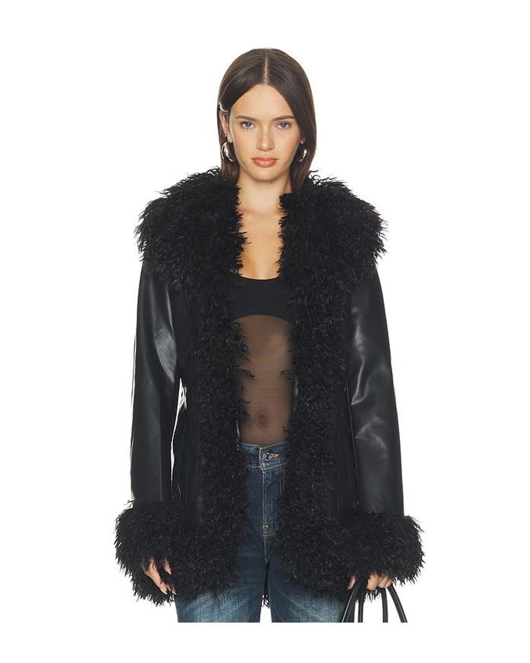 MORE TO COME Black Athena Shaggy Jacket