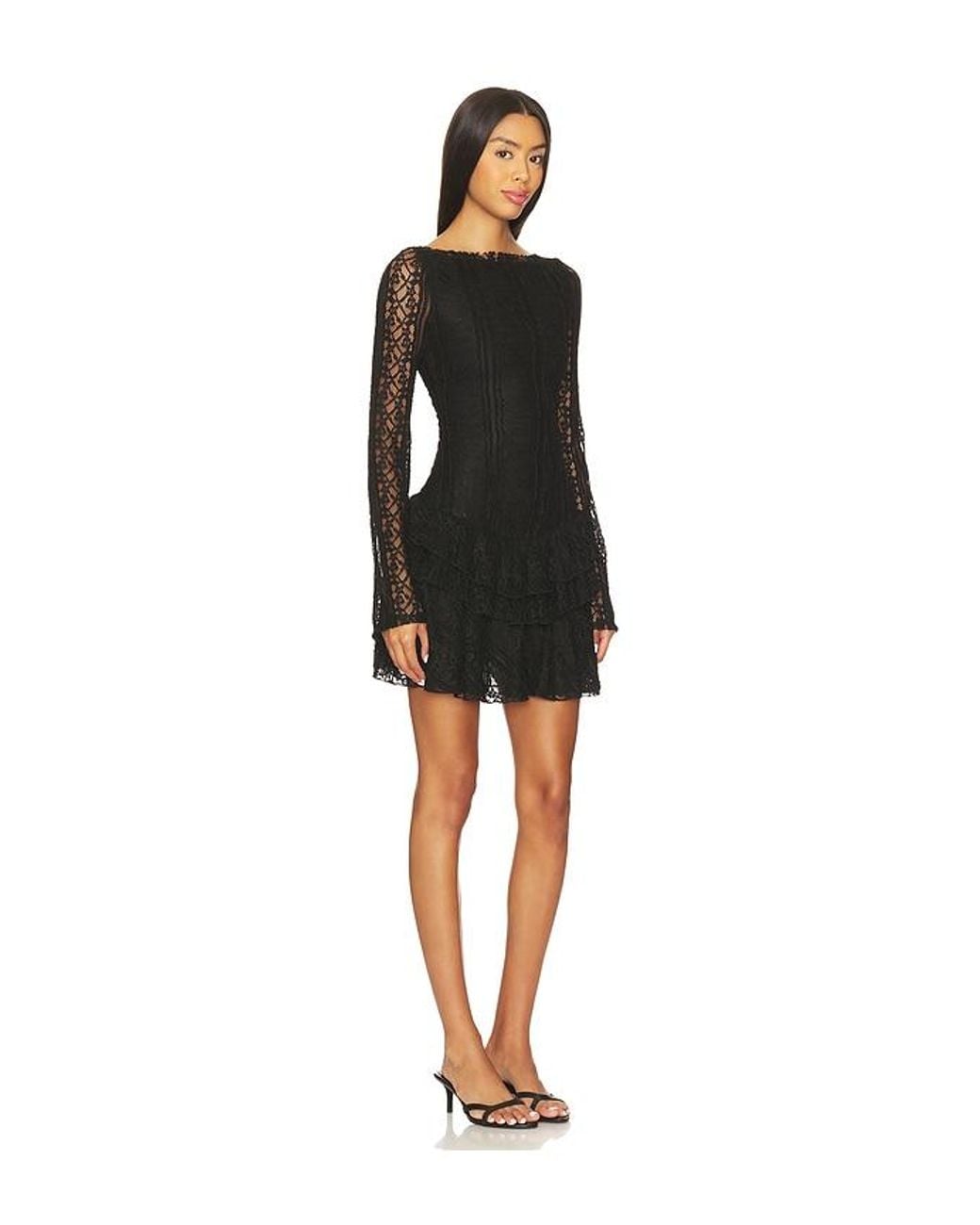 Free People Black Tabby Lace Mini Dress