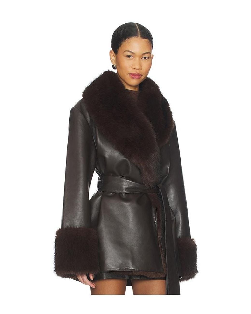 SER.O.YA Black Daly Leather Coat