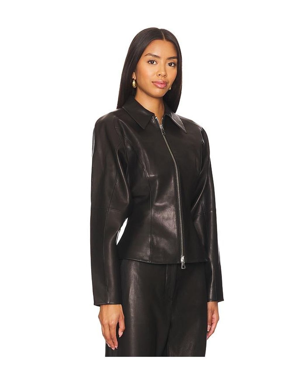 BLOUSON FITTED LEATHER en Black The Sei