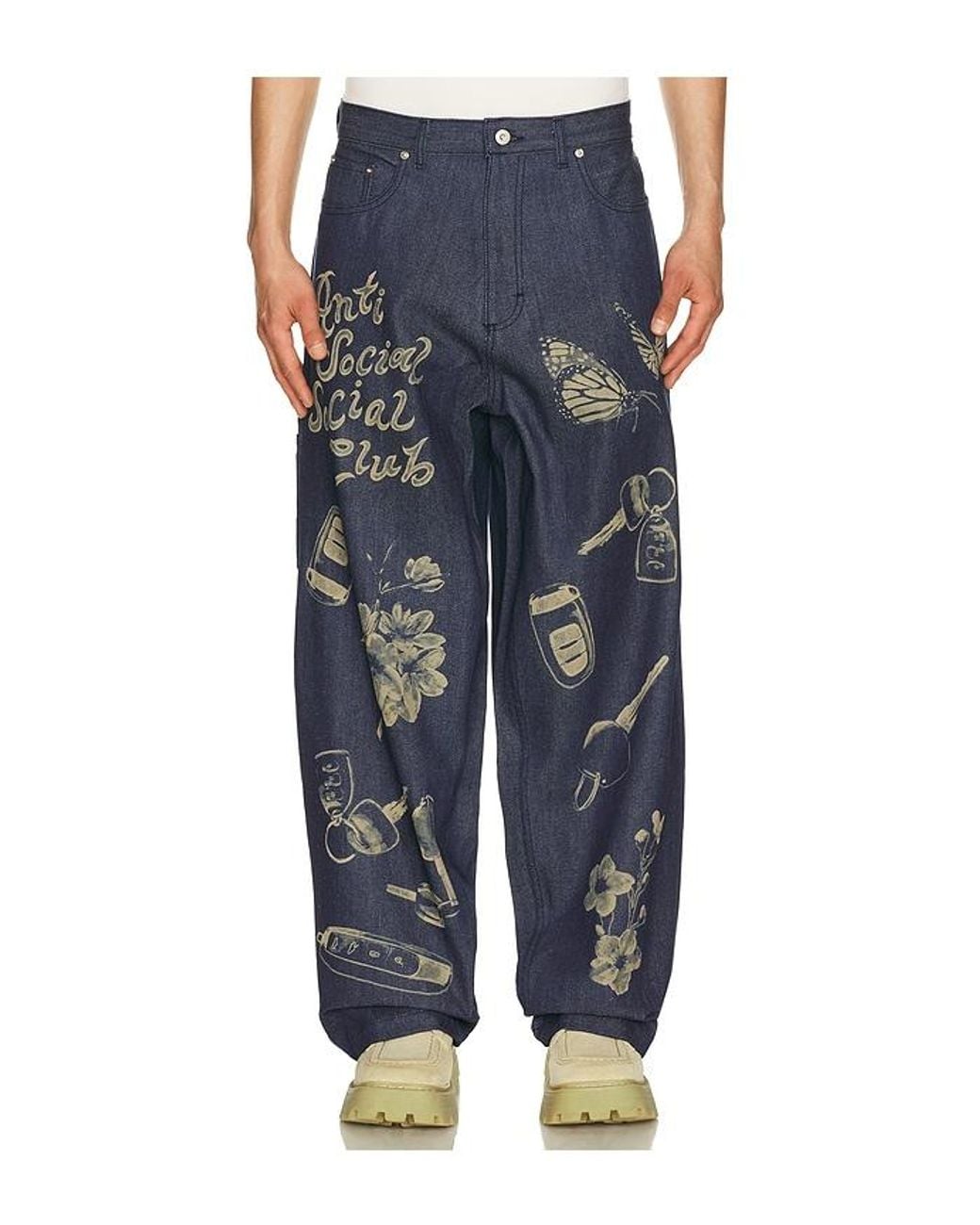 ANTI SOCIAL SOCIAL CLUB Blue Laser-Etched Jeans for men