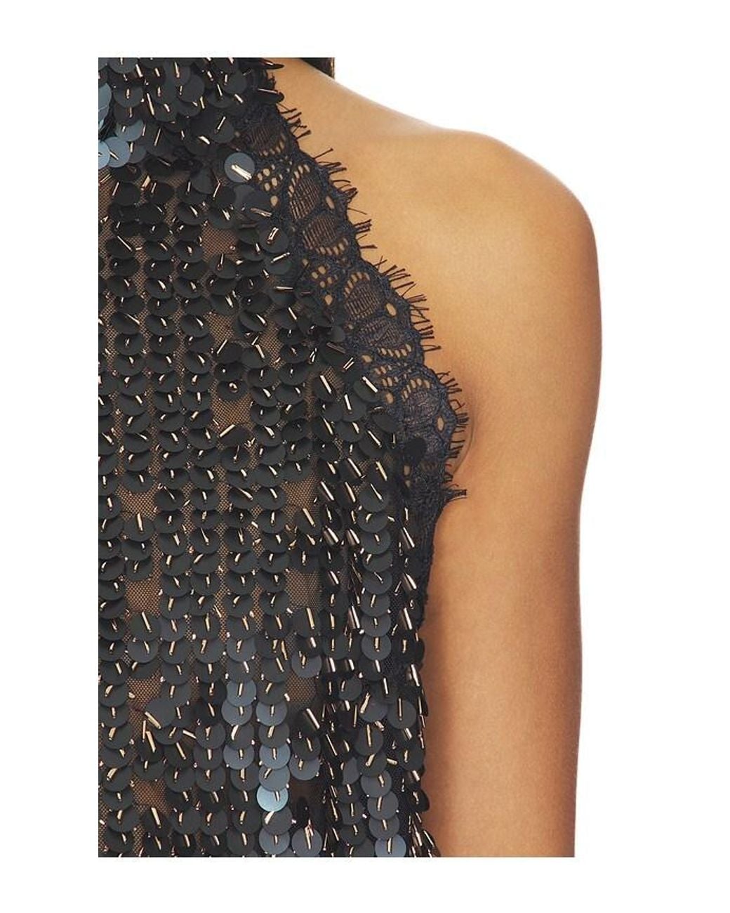 Siedres Black Darcy Sequin Embellished Lace Top