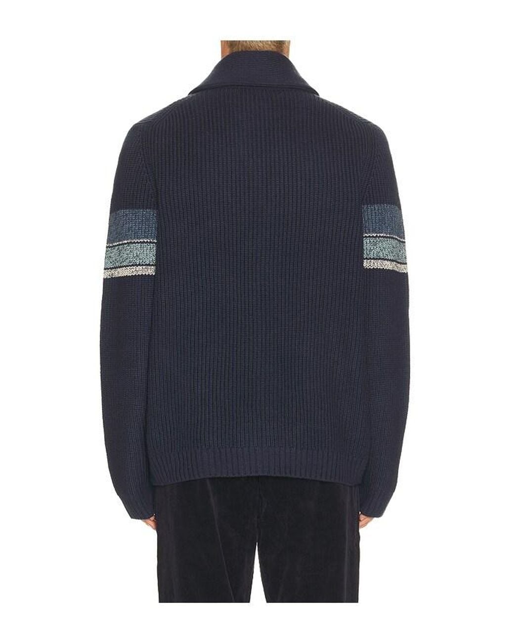 Marine Layer Blue Varsity Shawl Cardigan for men