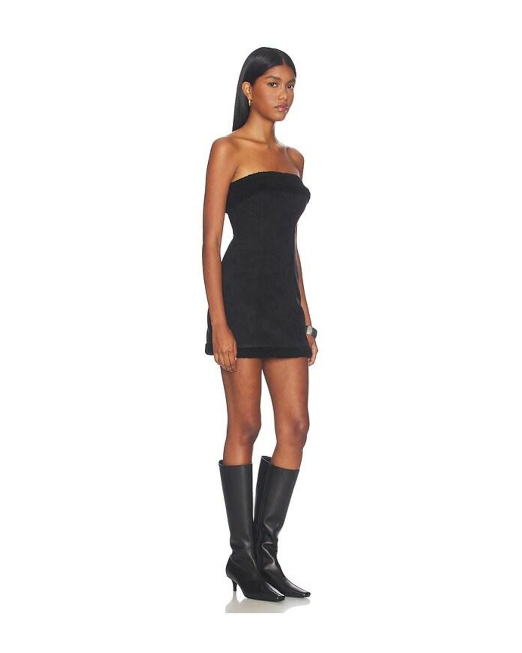 Lovers + Friends Black Lola Faux Shearling Mini Dress