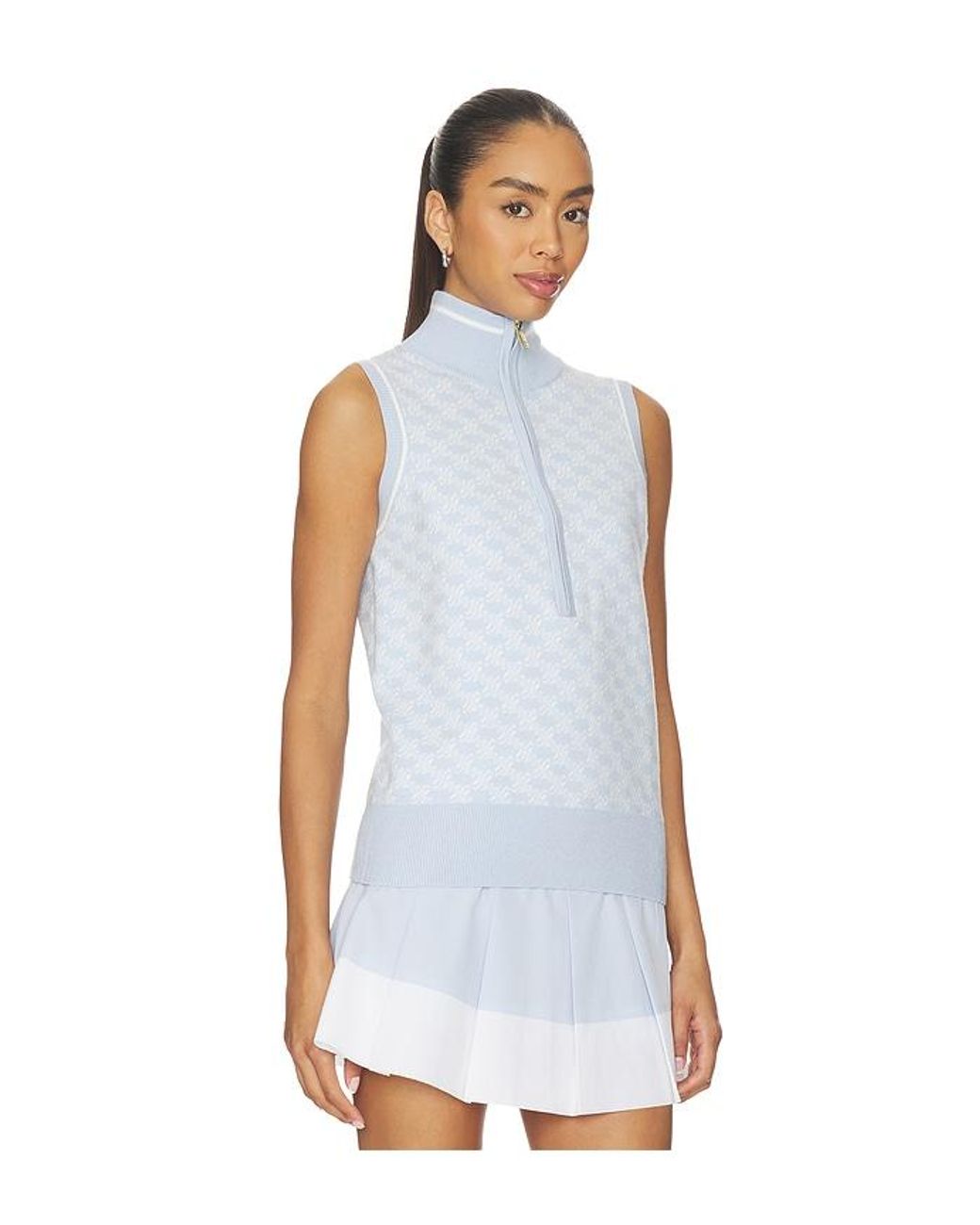 Varley White Vincent Half Zip Knit Top