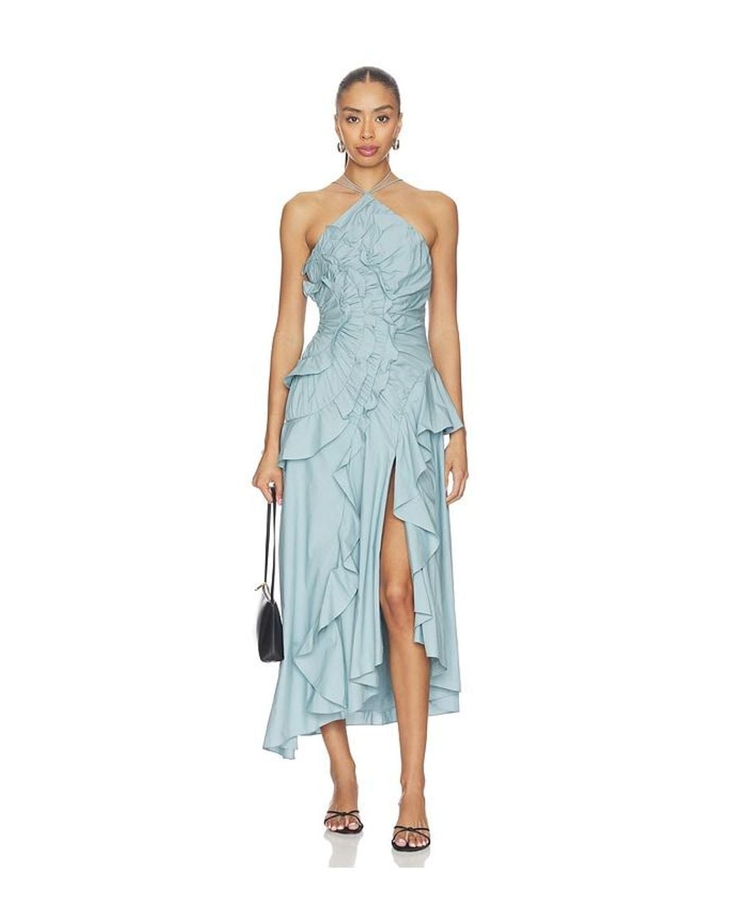 AMUR Blue Ottavia Ruffle Dress