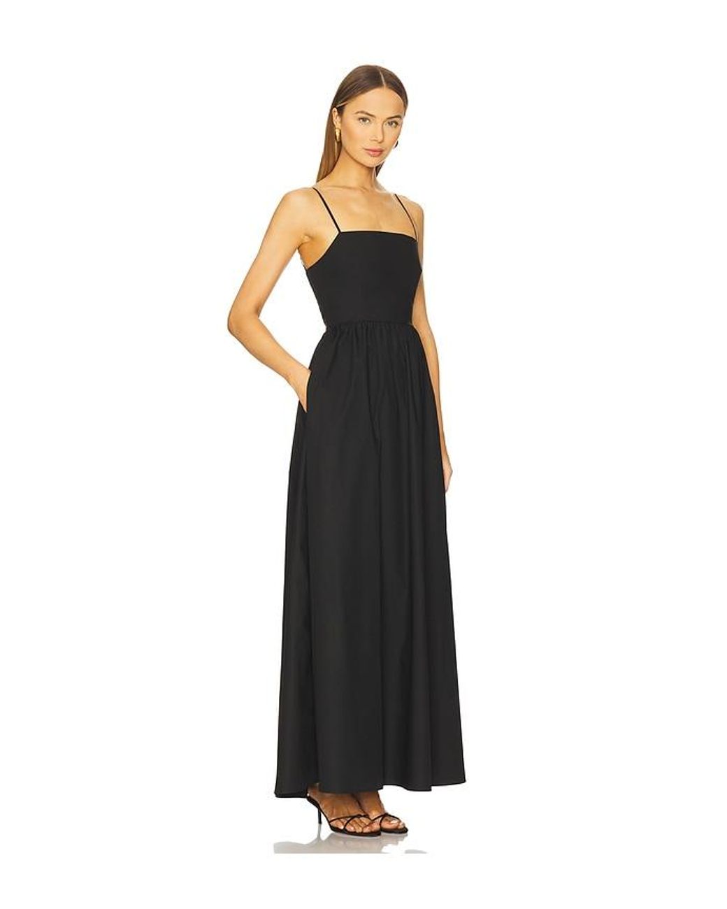 Susana Monaco Black Poplin Lace Up String Maxi Dress