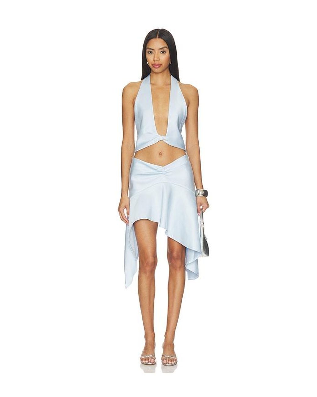 Lioness Blue Gloss Midi Skirt