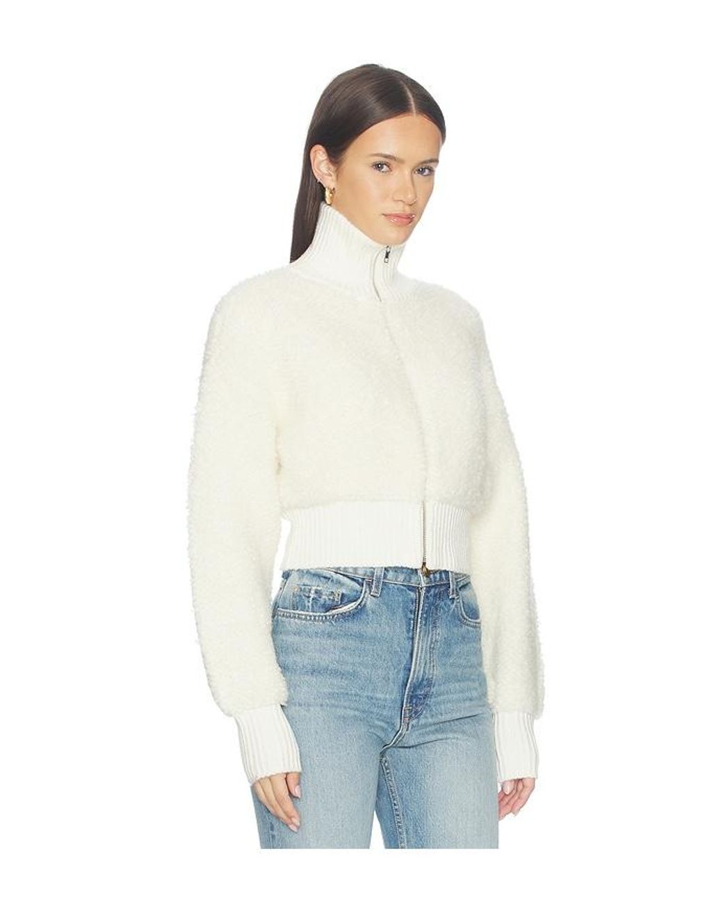 Lovers + Friends Blue Christal Zip Up Textured Cardigan