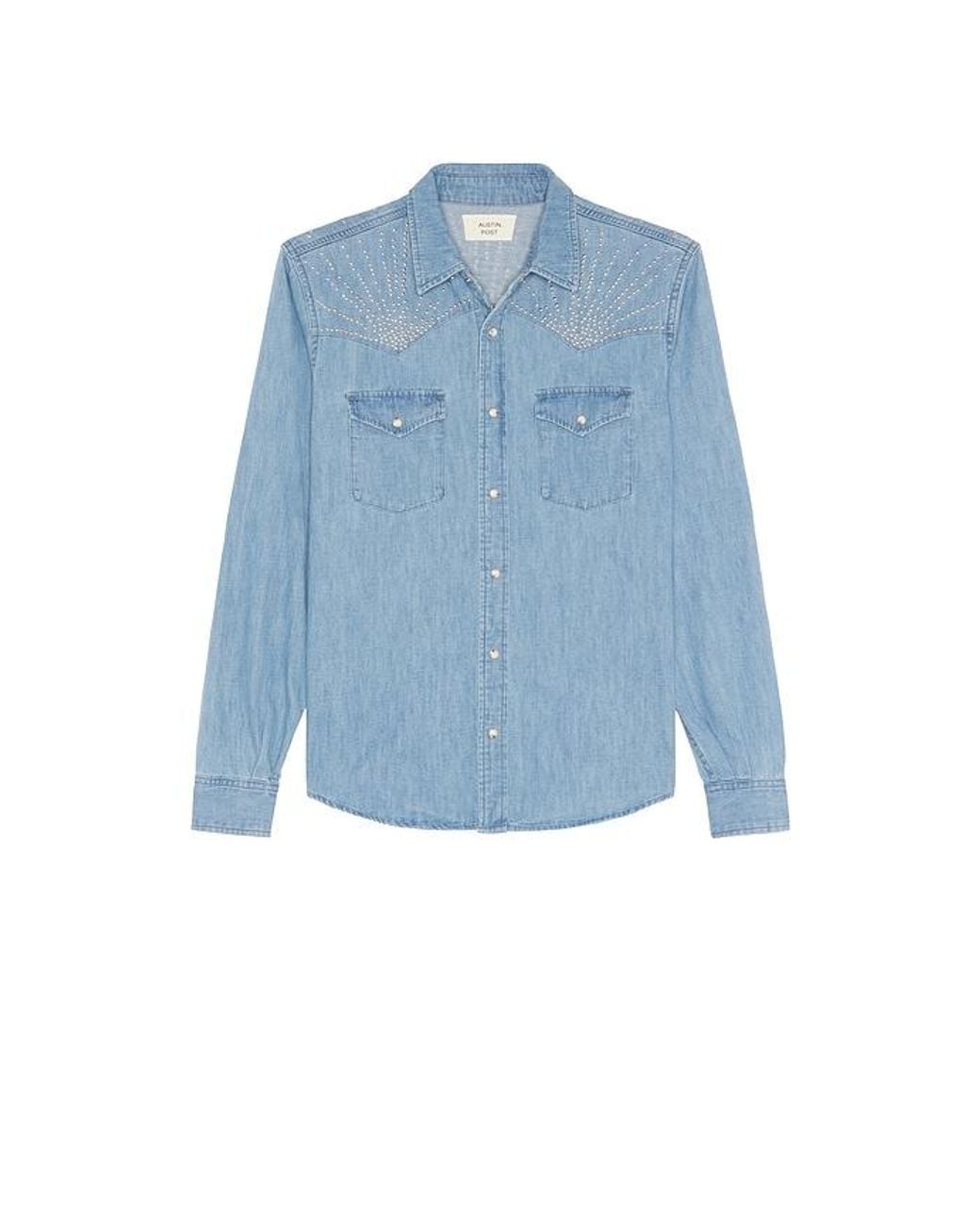 Austin Post Blue Studded Daybreak Shirt for men