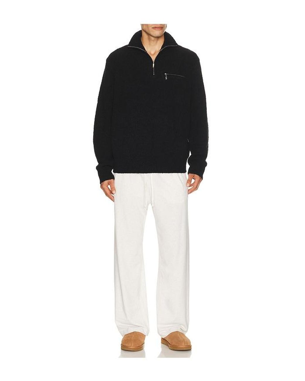 PAIGE Black Donover Quarter Zip Sweater for men