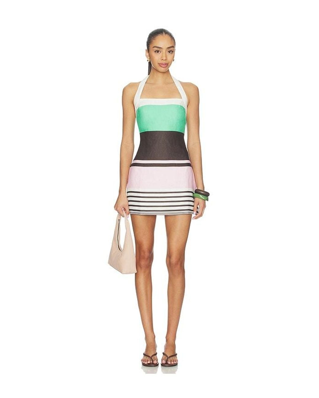 ROAME. Multicolor Maya Mini Halter Dress