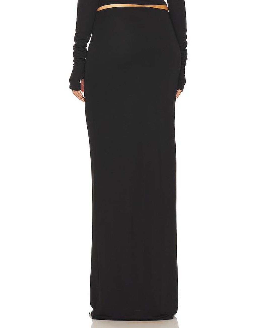 Helsa Black Matte Jersey Slim Skirt