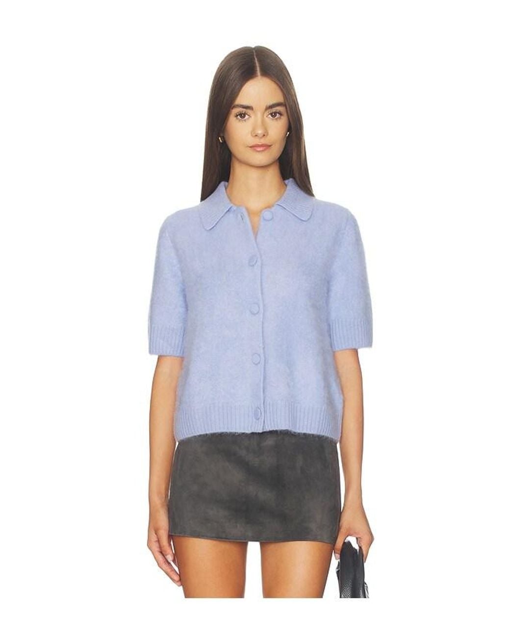 Rag & Bone Blue Jada Brushed Cashmere Shortsleeve Cardi