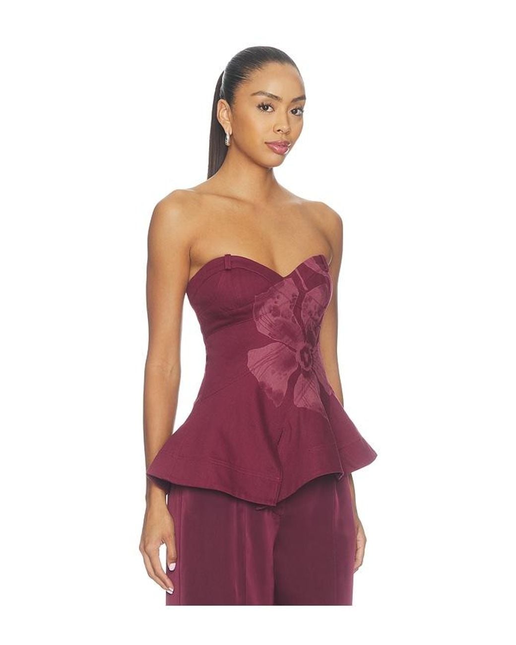 AMUR Red Carmen Denim Top