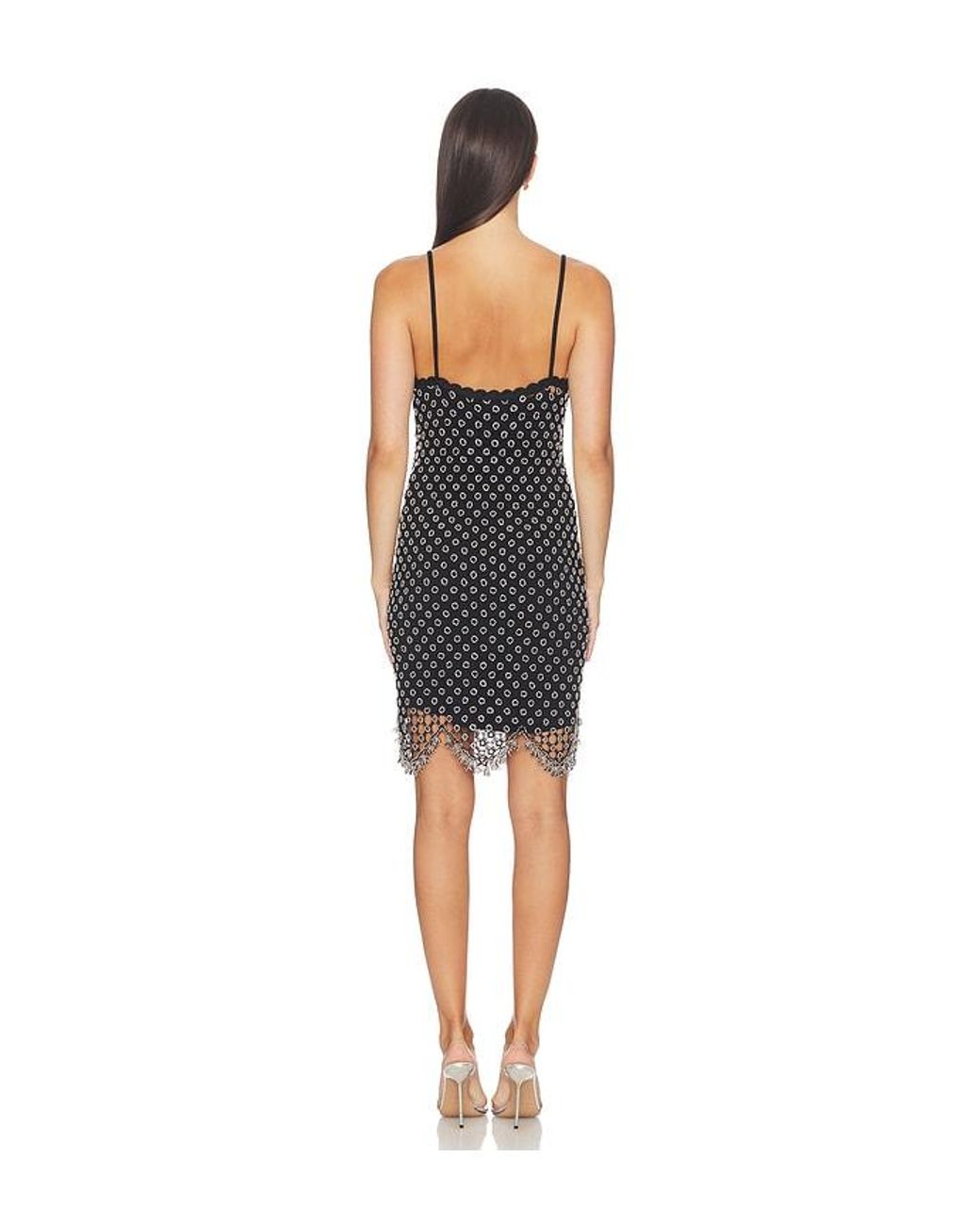 Misha Black The Beaded Crochet Mini Dress