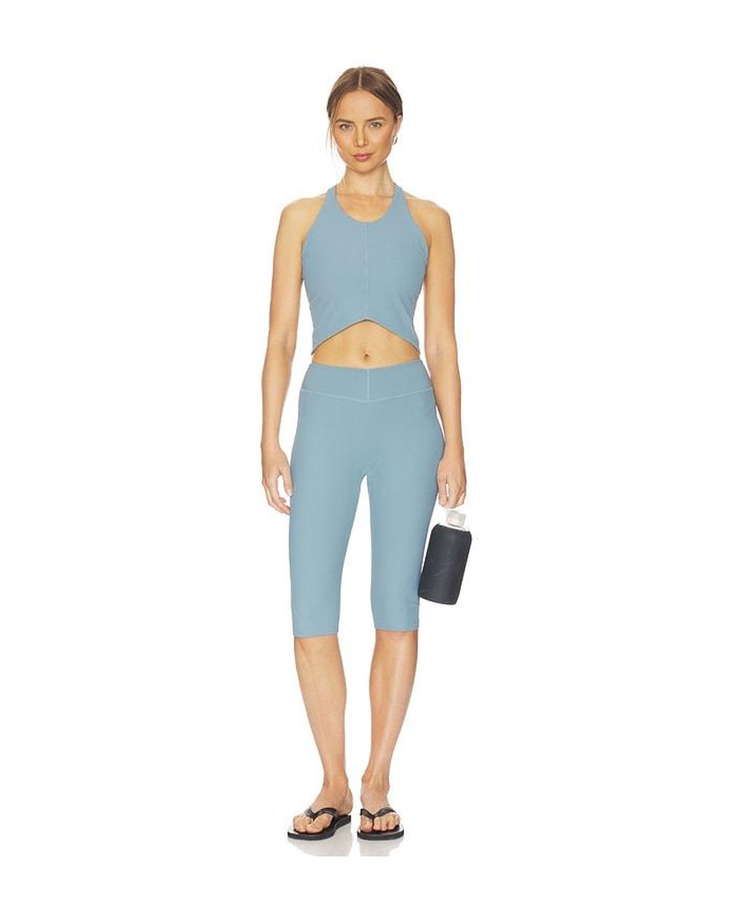 Beyond Yoga Blue Good Form Rib Cropped Tank Top