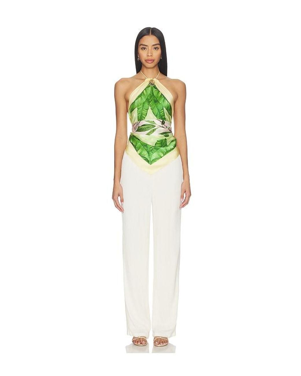 VERANDAH Green Crystal Scarf Blouse