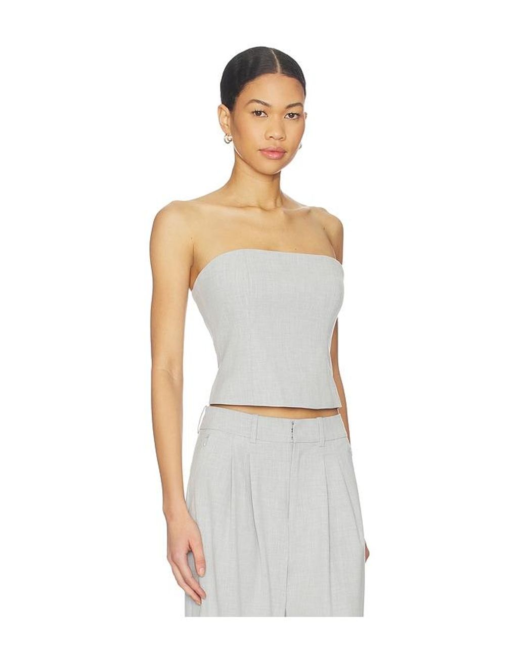 GOOD AMERICAN White Essential Suiting Strapless Top