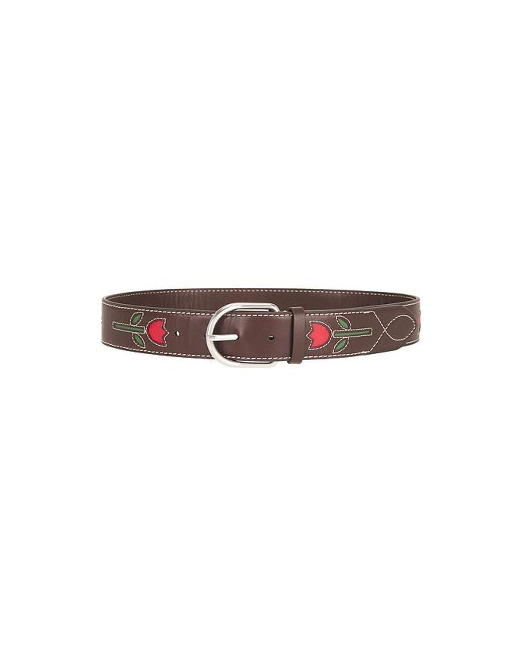 Loeffler Randall Brown Vachetta With Tulips And Hardware Belt