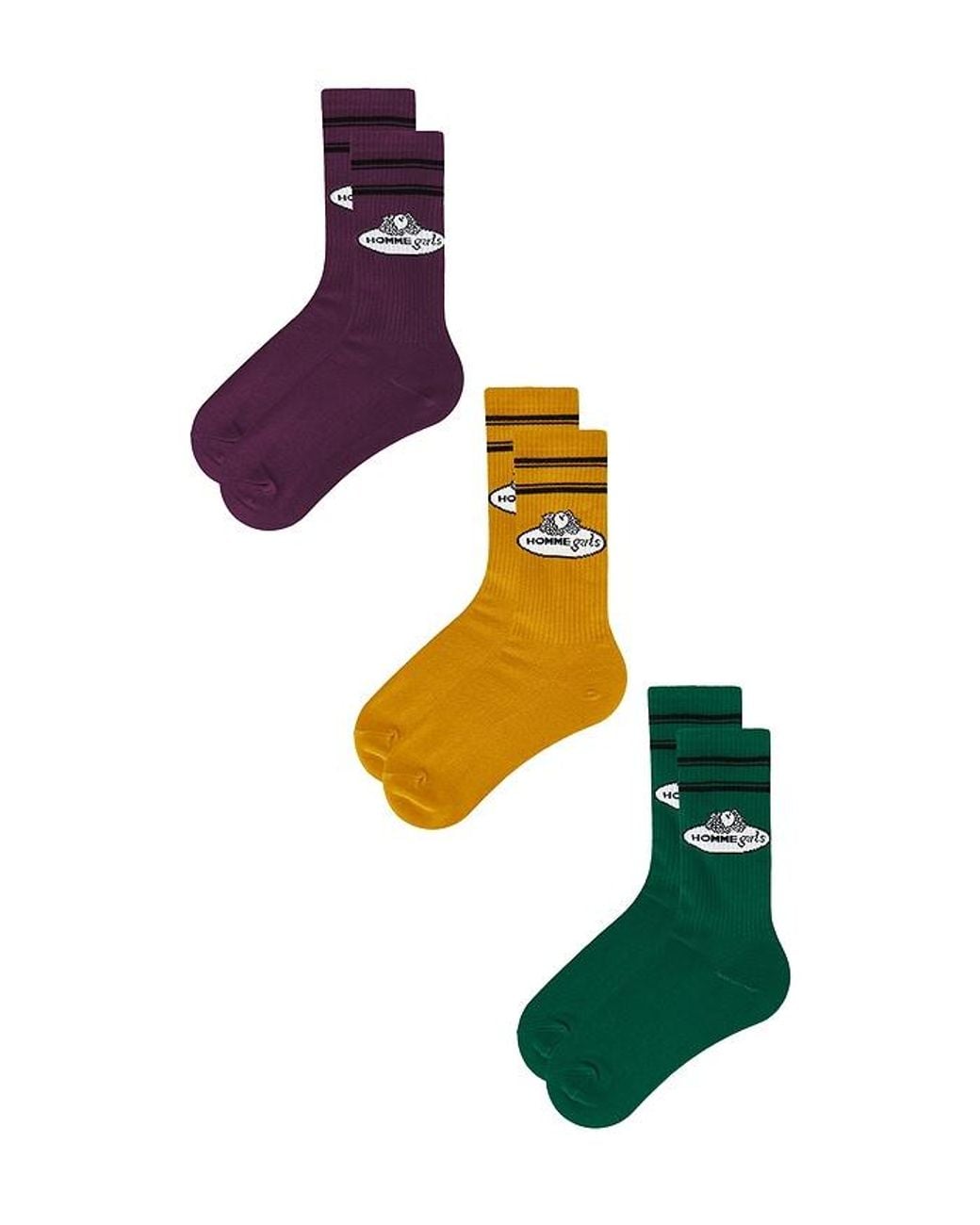 HOMMEGIRLS Green X Fruit Of The Loom Crew Socks 3-Pack