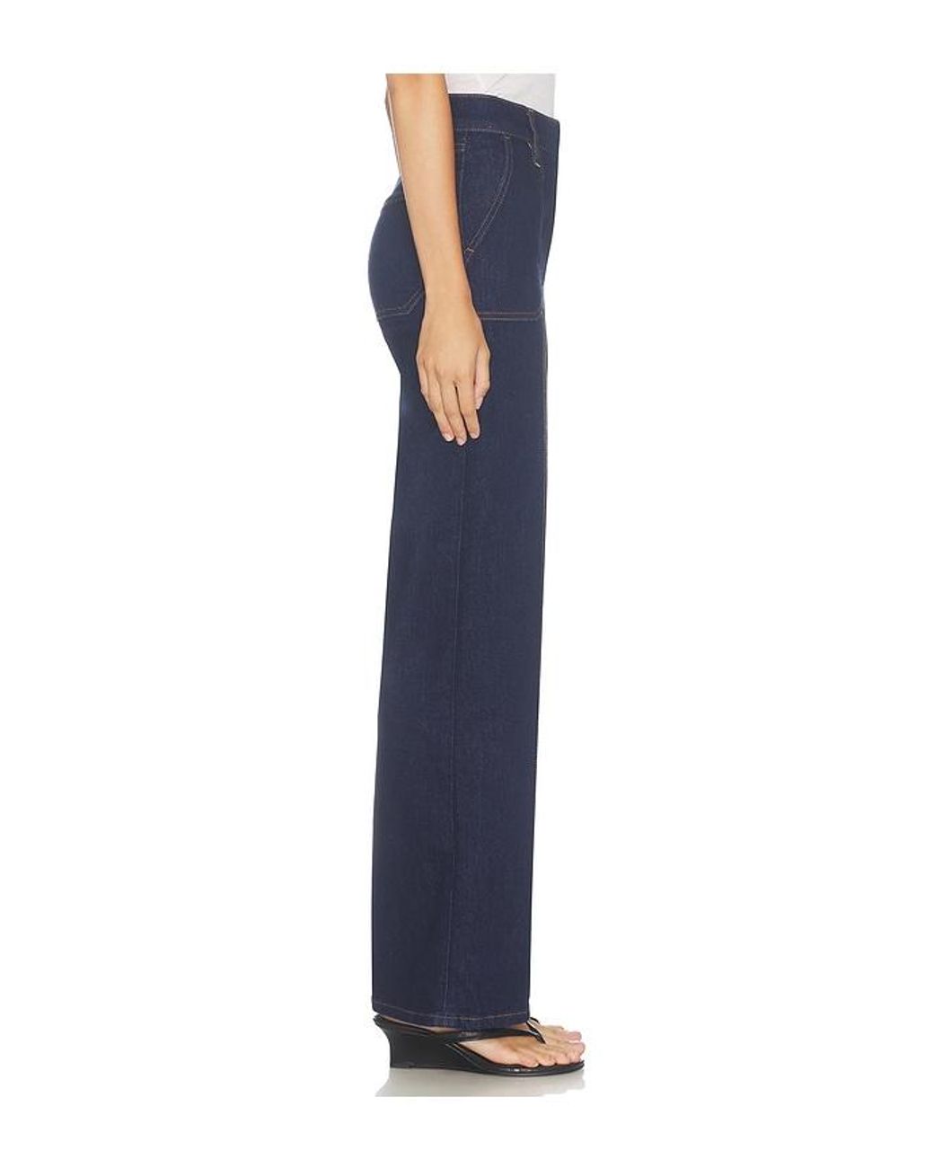 FRAME Blue Le Slim Palazzo Pintuck Pocket
