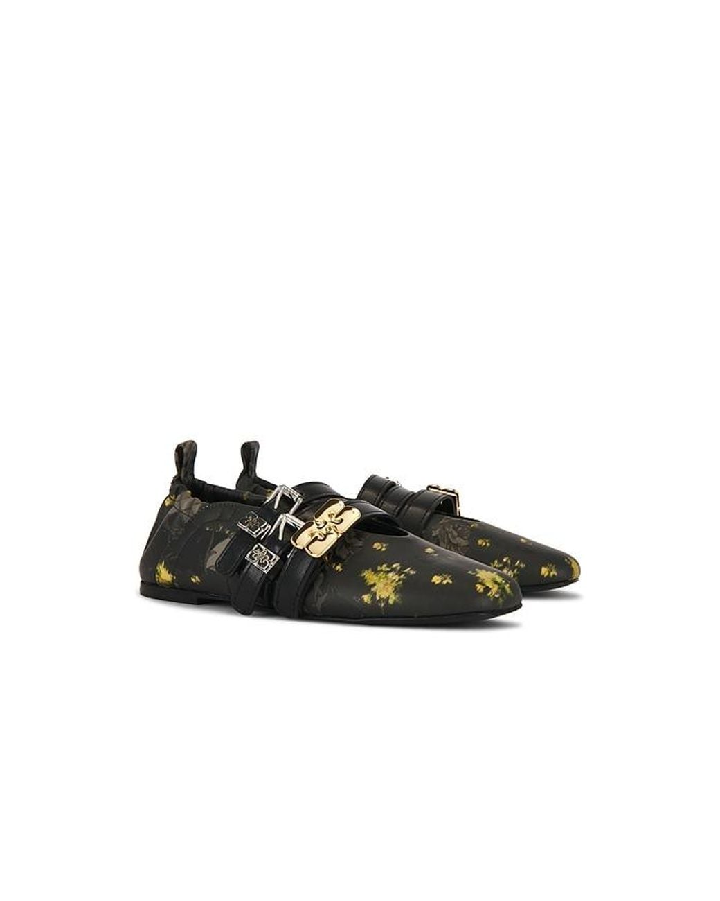 Ganni Black Sue Triple Ballerina
