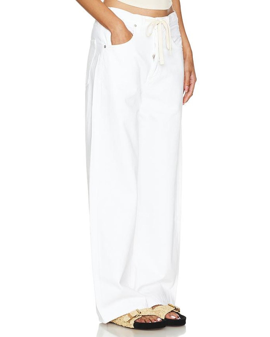 Citizens of Humanity White Brynn Drawstring Wide Leg Jeans