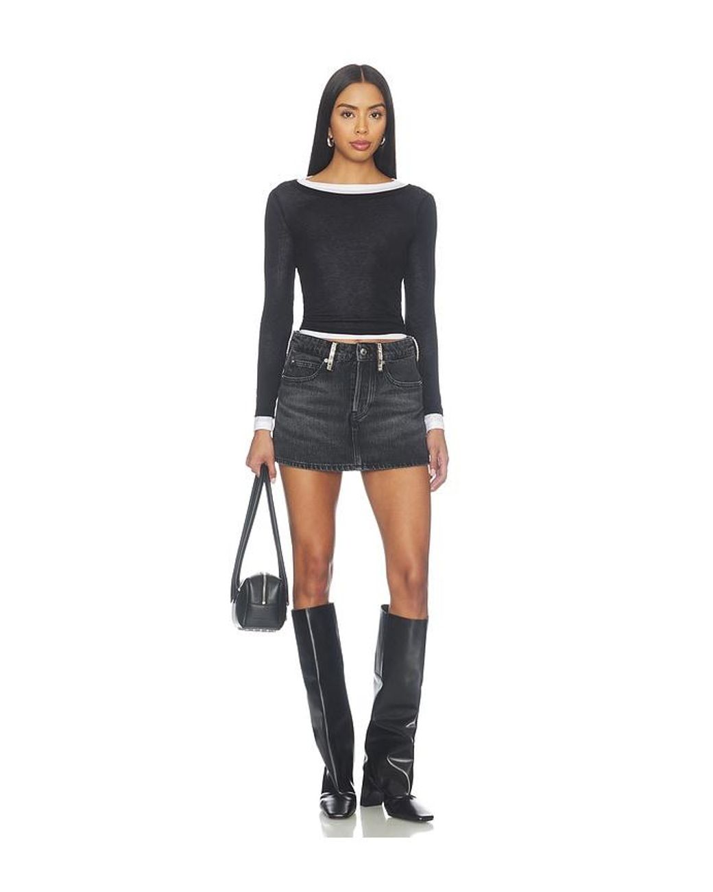 Alexander Wang Blue Denim Mini Skort With Crystal Beltloops