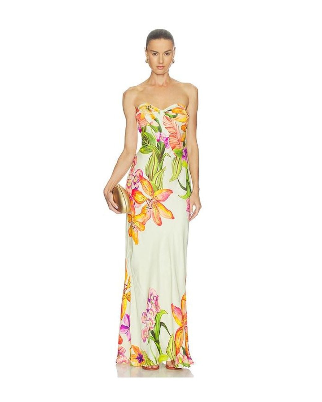 Rococo Sand Metallic Strapless Maxi Dress