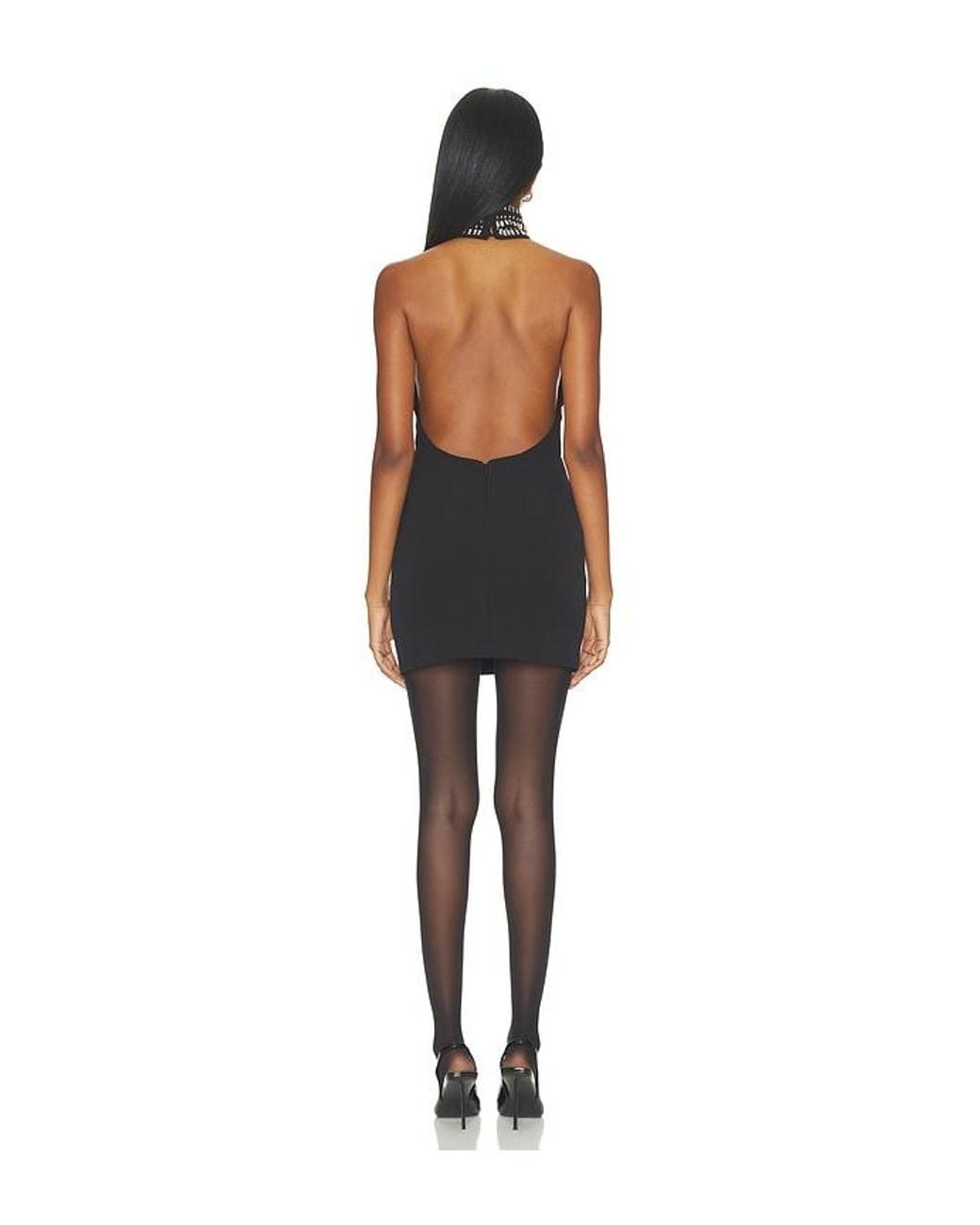 MORE TO COME Black Esmeralda Halter Mini Dress