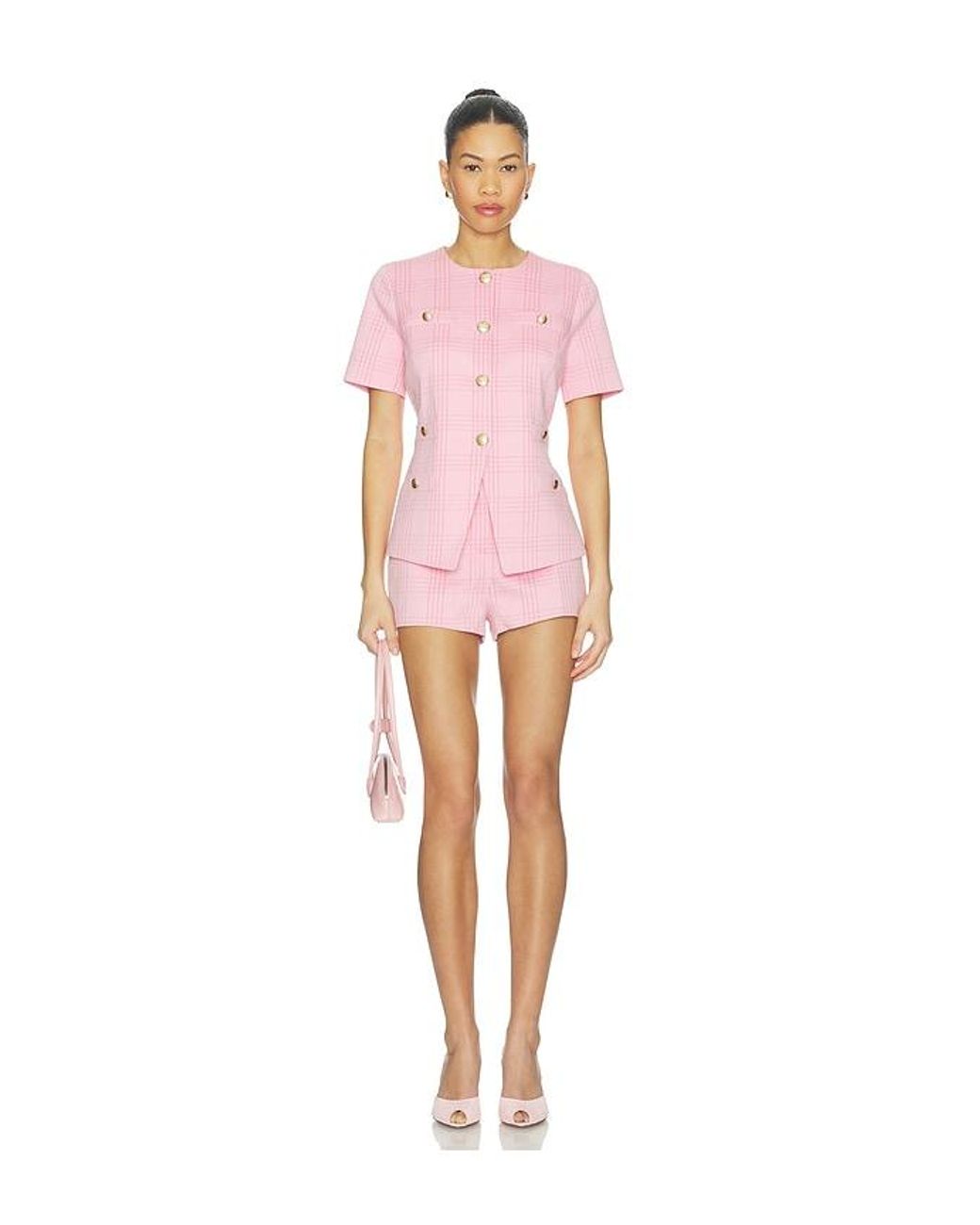 Generation Love Pink Tayla Windowpane Suiting Micro Shorts