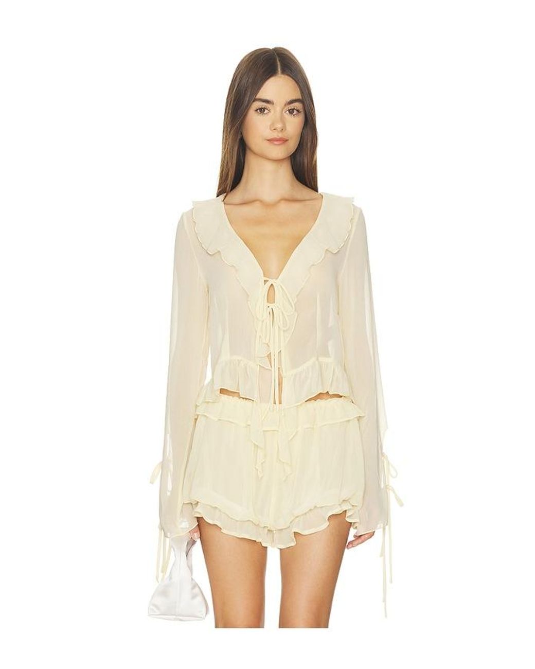 Milkwhite Natural Ruffle Long Sleeve Shirt