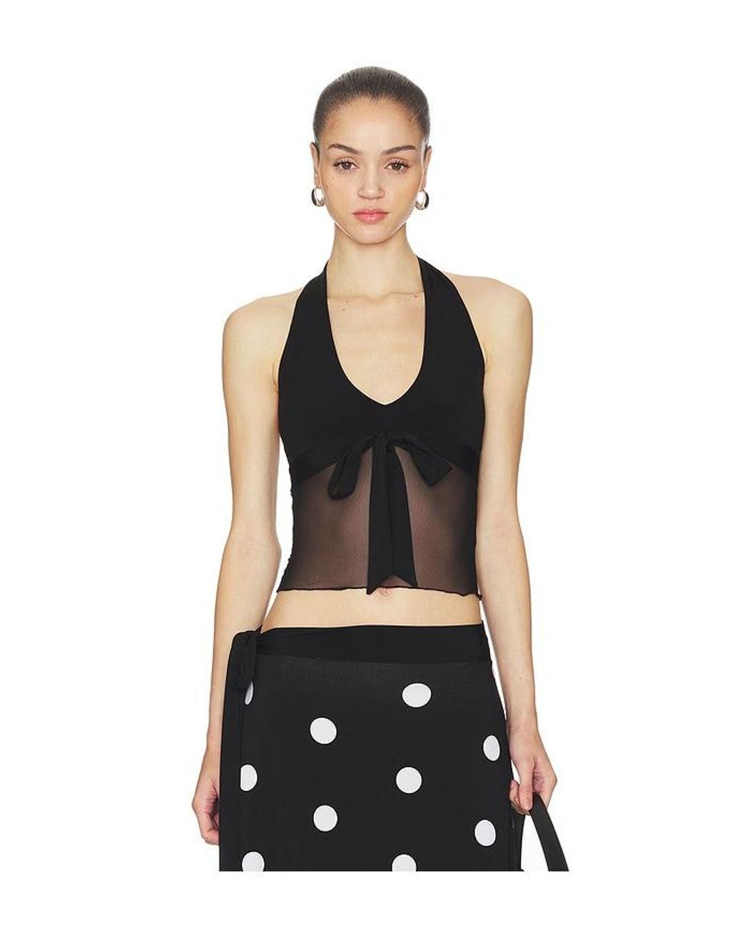 Frankie's Bikinis Black May Mesh Halter Top