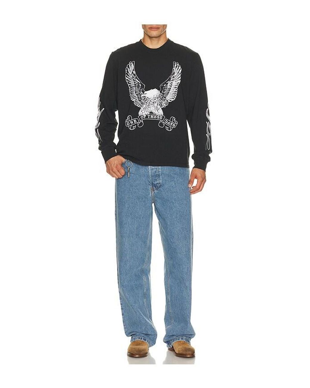 One Of These Days Black An American Original Long Sleeve Tee Shirt for men