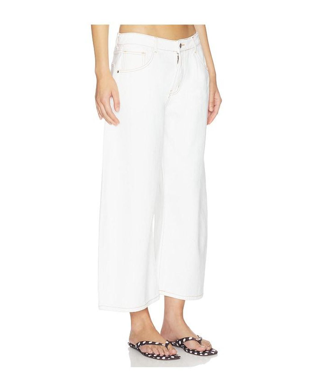 Lioness White Horseshoe Cropped Jeans