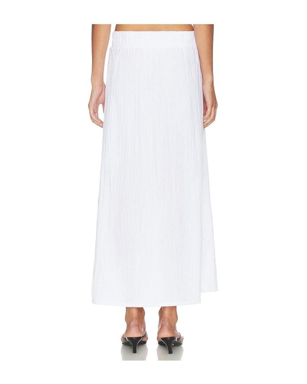 Bobi White Split Front Maxi Skirt