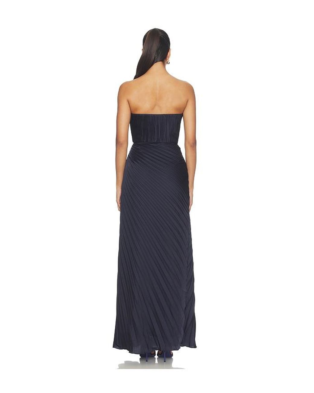 AMUR Blue Kaylani Pleated Gown